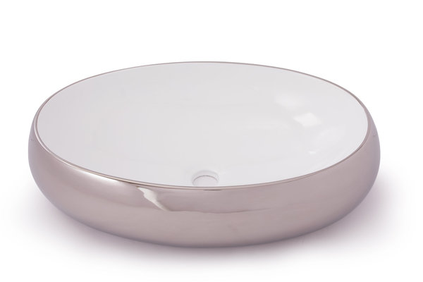 Exklusive Oval Waschbecken Silber Weiß Modell Riga
