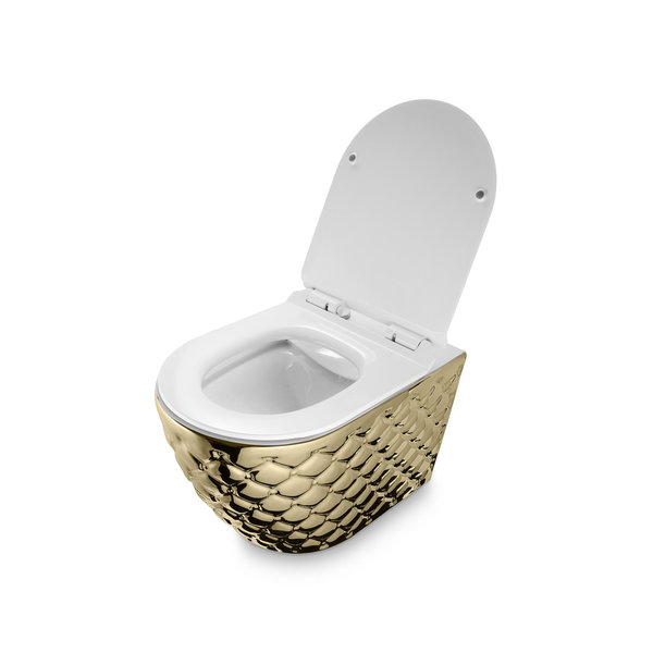 Gold Hänge WC Spülrandlos Hänge WC Komplettset Wand WC Spülrandlos Designer Wand Toilette
